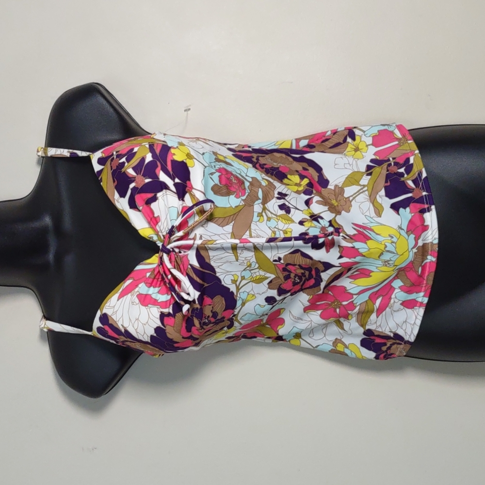 Victoria Secret Swim Push Up Tankini Top Floral Tie Front 32 B C